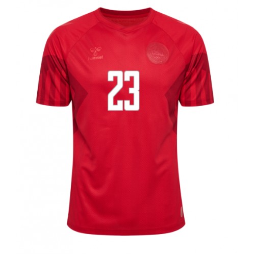 Danmark Pierre-Emile Hojbjerg #23 Hjemmedrakt VM 2022 Kortermet Danmark Pierre-Emile Hojbjerg #23 Hjemmedrakt VM 2022 Kortermet